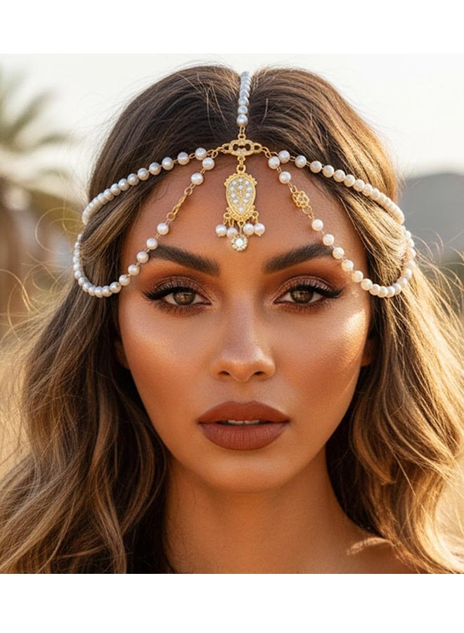 Happy D Pearl chain headpiece, Bohemian-style women's hair accessory suitable for Halloween costumes - Image 1